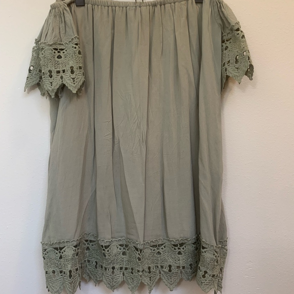 Love J Sage Strapless Crochet Dress